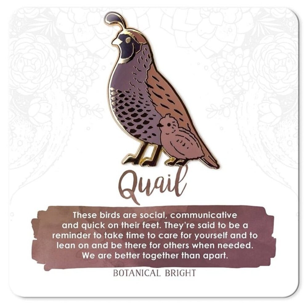 Quail‎ with Chick Enamel Pin - Gold Plated Brooch - NEW Nature & Bird Jewelry